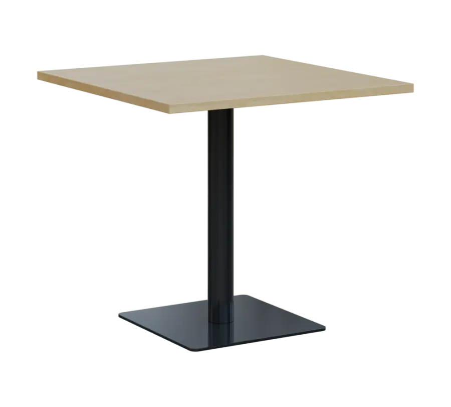 SQT 450 - 3 stůl hranlatý, deska 800x800 mm, síla 25 mm, trubková noha černá, bříza světlá